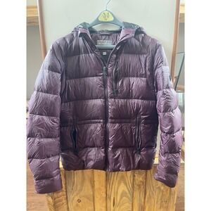 Michael Kors Puffer Jacket Men Medium Purple Hooded Down Feather Fill